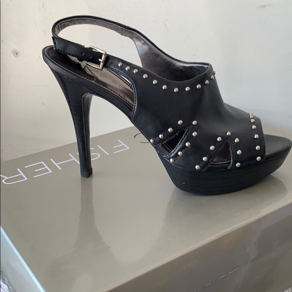 Black Studded Heels by Marc Fisher